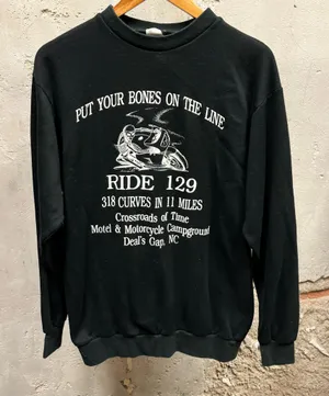 Unique Vintage Vintage 90s Deals Gap NC Rise 129 Bones Skeleton Graphic Biker Crewneck Large L thumbnail 1