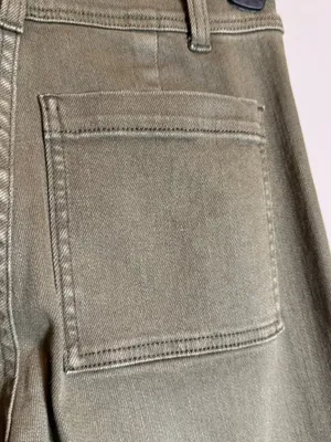 Miou Muse Wide Leg Denim Jeans Women's Small Faded Olive Raw Hem Festival NWOT thumbnail 12