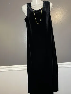 R&M Richards Dress Womens Black Velvet Sleeveless Maxi Formal Evening Style 9067 thumbnail 2