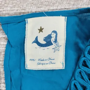 Anthropologie x Mermaid Macrame Maxi Dress M Blue Rayon Flowy Coastal Vacation thumbnail 3