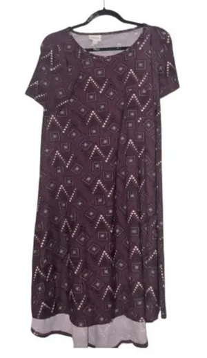 LuLaRoe Carly Swing Dress Purple Geometric, Oversized Size XX-Small thumbnail 1