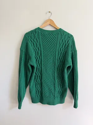 Aritzia Sunday Best Peggy Sweater Cable Knit V-Neck Size xxs xs small green thumbnail 5