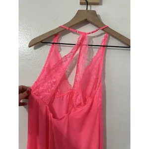 Victoria’s Secret Neon Pink Lace Babydoll Slip Lingerie Sexy Valentines Day Sm thumbnail 4