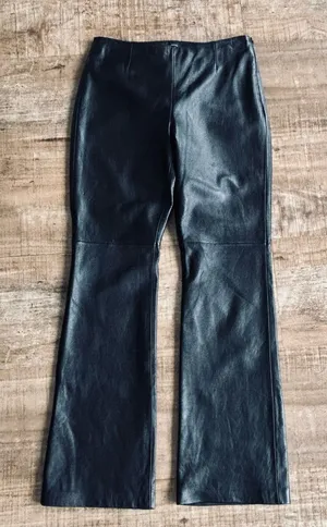 Moda International Black Leather Boot Cut Pants size 10 (15"W x 32" inseam) thumbnail 1