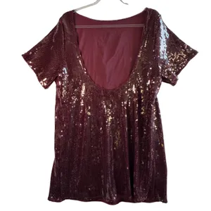 Abercrombie & Fitch‎ Sequin Mini Dress Burgundy Maroon Open Back XLP Party Glam thumbnail 1