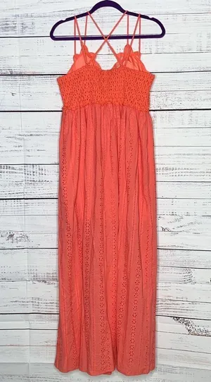 Zenana Size 2X Pink Eyelet Lace Strappy Maxi Dress thumbnail 3