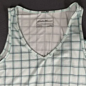 Eddie Bauer Pajama Set Womens Small Green Plaid Tank Top Pants Sleepwear Jersey thumbnail 4