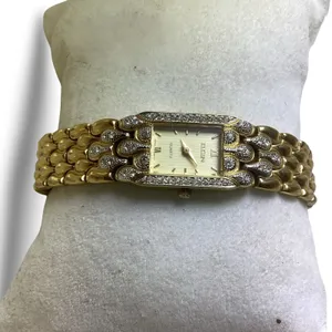 Vintage ELGIN Gold Tone & Rhinestones Bracelet Watch thumbnail 1