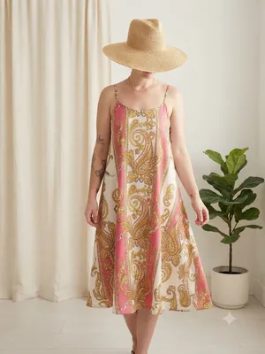 Handmade Bohemian Paisley Summer Dress | Women's Size 8 | With Pockets thumbnail 3
