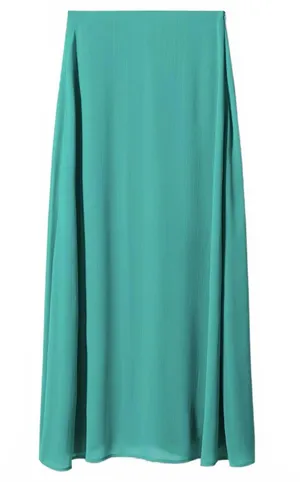 Mango High-Waist Long Flowy Maxi Skirt Turquoise Green Blue NWT Size XS thumbnail 1