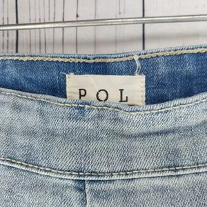 POL Light Wash Raw Hem High-Rise Boho Flared Women Jeans Size M thumbnail 6