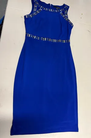 Vintage royal blue Sleeveless Studded Embellished Sheath Dress size 2 thumbnail 1