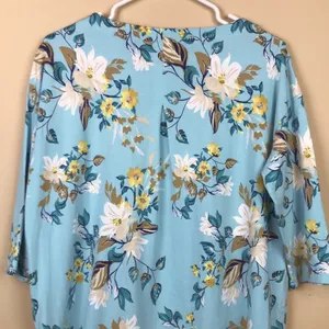 J. Jill Women’s Floral Print Luxe Supima Cotton Pleat Back 7/8 Sleeve Tunic thumbnail 7