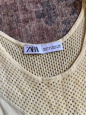 Zara Light Yellow Mesh Tank Top - Size M thumbnail 5