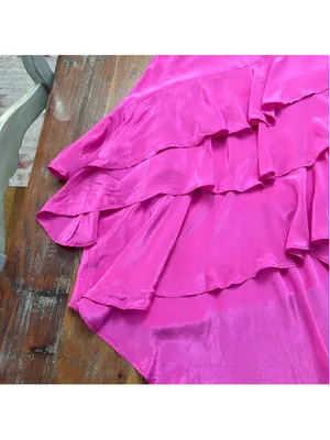 FARM RIO Dark Pink Marrocaine Ruffle High-Low Skirt NWT Flaws Size XXS thumbnail 3