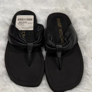 Stuart Weitzman Black Leather Sandals thumbnail 1
