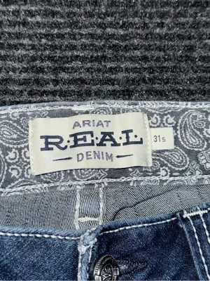 Ariat R.E.A.L. Women’s Mid Rise Boot Cut Stretch Entwined Jeans Marine Wash 31 S thumbnail 6