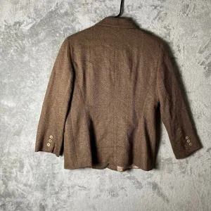 Lafayette 148 Academia Brown Herringbone Blazer Size 10 Office‎ Career Wool Silk thumbnail 5