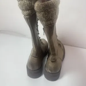 Mia Boots Womens 8 Tan Beige Distressed Sweater Cuff Tall Combat Aviator… thumbnail 6