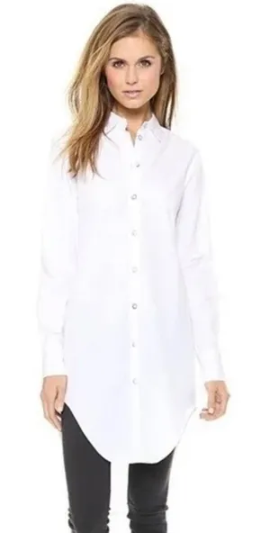 Rag & Bone White Cotton Silk High-Low Button Down Tunic Shirt Small USA thumbnail 1