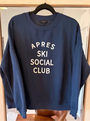 Blu Pepper Women's Crew Neck Graphic Ski Sweatshirt in Navy Blue size Large thumbnail 1