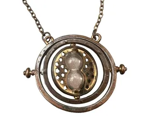 Harry Potter Necklace Hermiones Time Turner Hourglass Copper Toggle Clasp 21" thumbnail 2