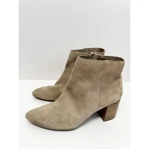 Blondo Booties Size 8 Tan Cow Suede Ankle Boots Block Heel Pull On Side‎ Zip thumbnail 4