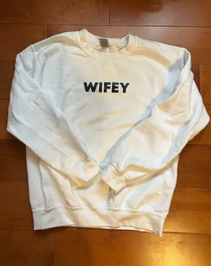Gildan White “Wifey” Bachelorette Sweatshirt thumbnail 1