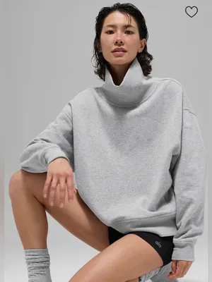 Alo Yoga NWT Hazy Mock Neck Pullover Sweatshirt Pockets Athletic Heather Grey S thumbnail 1