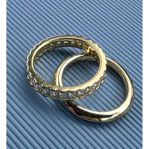 Kendra Scott Ring Set 2 Gold Tone Stacking Rings Size 6 (XS) Metal Clear Stones thumbnail 4