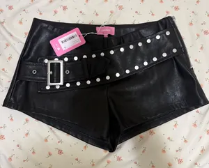 Edikted Studded Belt Faux Leather Micro Shorts size S thumbnail 1