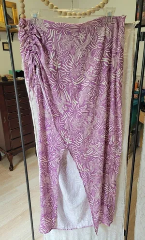 NEW free people sz 10 purple floral high waist slit skirt mulberry floral maxi thumbnail 1