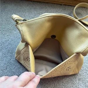 Leather Crossbody Bag Tan Neutral Everyday Floral Cutout The Sak thumbnail 6
