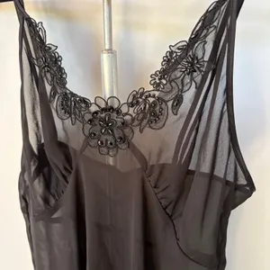 Sheer Sexy Black Lingerie Slip Dress Lace Floral Babydoll Strappy Mini Romantic thumbnail 2