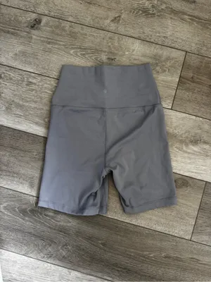 Yogalicious Light Gray High-Waist Biker Shorts thumbnail 3