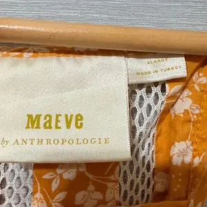 Maeve Anthropologie Orange Floral Lattice Ruffle Halter Top XL thumbnail 5