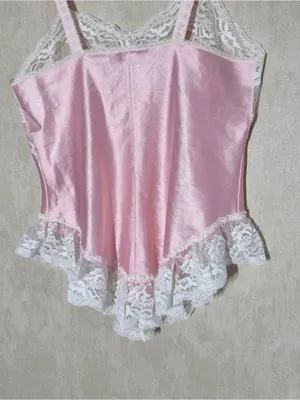 Berh Michaels Women’s Vintage Y2K Babydoll Lace Satin Top Sleeveless Pink S thumbnail 6