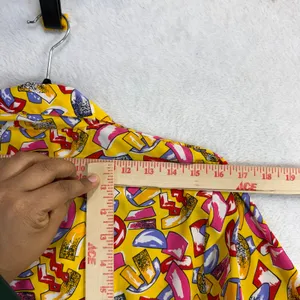 Vintage Stuart Lang 6 Yellow Abstract Print Blouse Top Camp Maximalist Artsy 80s thumbnail 8