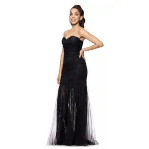 Betsy & Adam Women's Black Sequined Lace Corset Gown Dress Size 8 Sweatheart thumbnail 2