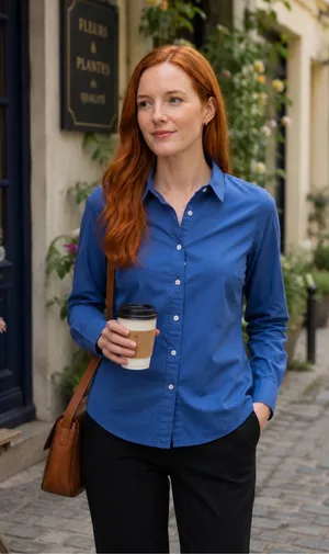 J.Crew Blue Button Down Shirt White Buttons Size Small thumbnail 1