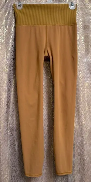 Vuori Rib Studio Leggings in the Dark Golden (Mustard)‎ Workout Gym Small thumbnail 1