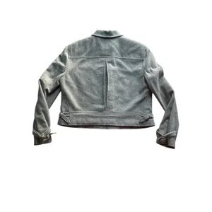 Lauren Ralph Lauren Angora‎ Wool Blazer Women's Size 12 Gray Zip Cropped Jacket thumbnail 5