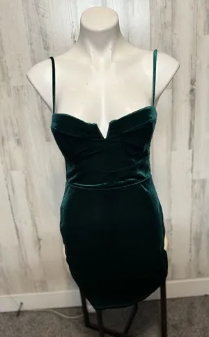 Trixxi Green Velvet Bodycon Dress Spaghetti Strap Mini Size M thumbnail 1