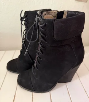 Max Studio Black lace-up heeled ankle boots thumbnail 1