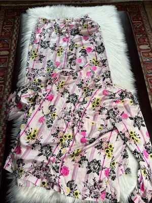 Victoria’s Secret Pink Floral Satin Long Pants PJ Lounge Set thumbnail 6