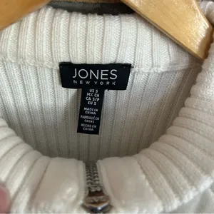 Jones New York White Quilted Front Knit Cotton Vest Full Zip Size Small thumbnail 2