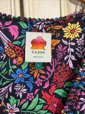 FARM Rio Tropical Garden Midi Dress V-Neck Viscose Size Large Retail $275🌺 thumbnail 8
