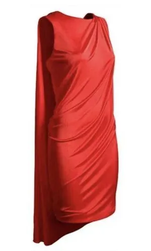 2011 VERSACE for H&M Grecian Red Shift Toga Dress With Cape - US 6 thumbnail 1