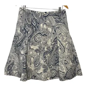 Talbots Paisley A-Line Skirt Womens 6 Blue White Cotton Blend Knee Length Zipper thumbnail 4