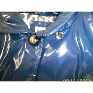 New NWT $325 Jane Post Iconic Princess Slicker Rain Coat Hood Women S Teal Navy thumbnail 6